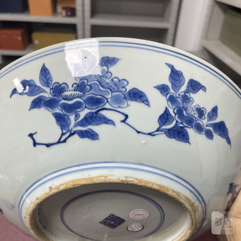 清顺治 青花麒麟芭蕉纹大盘 - 图9